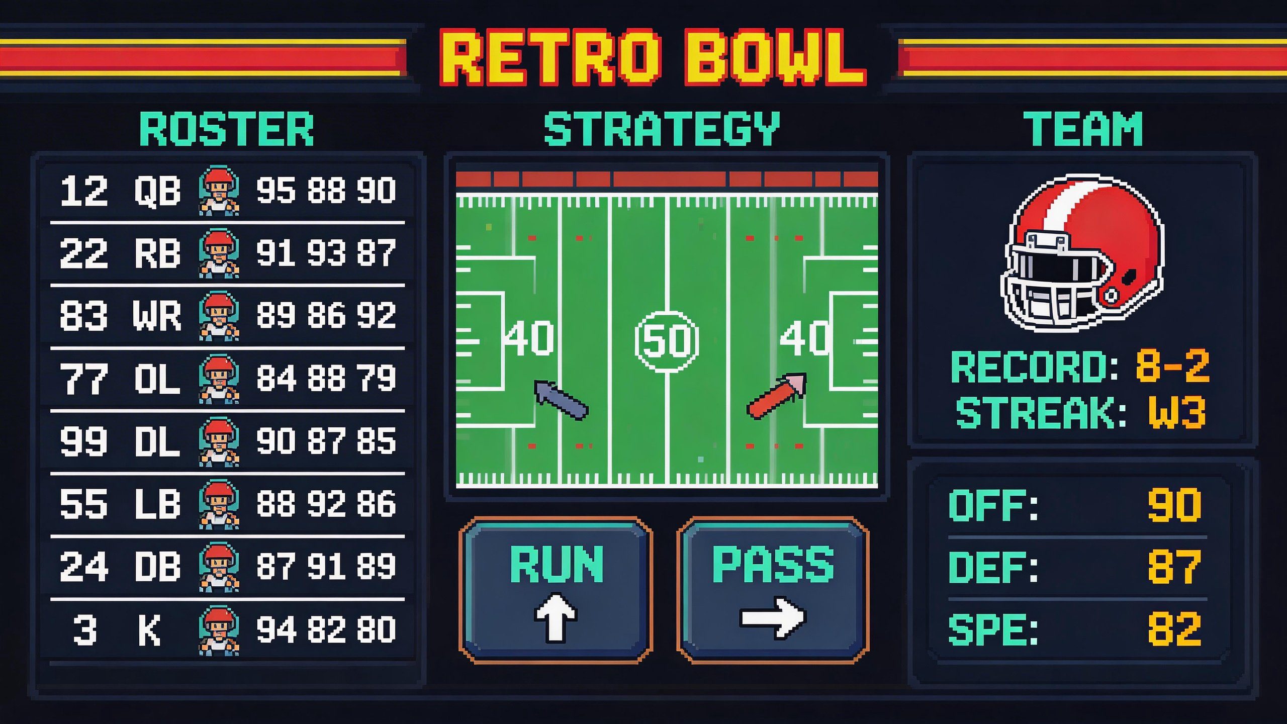 Retro Bowl team management